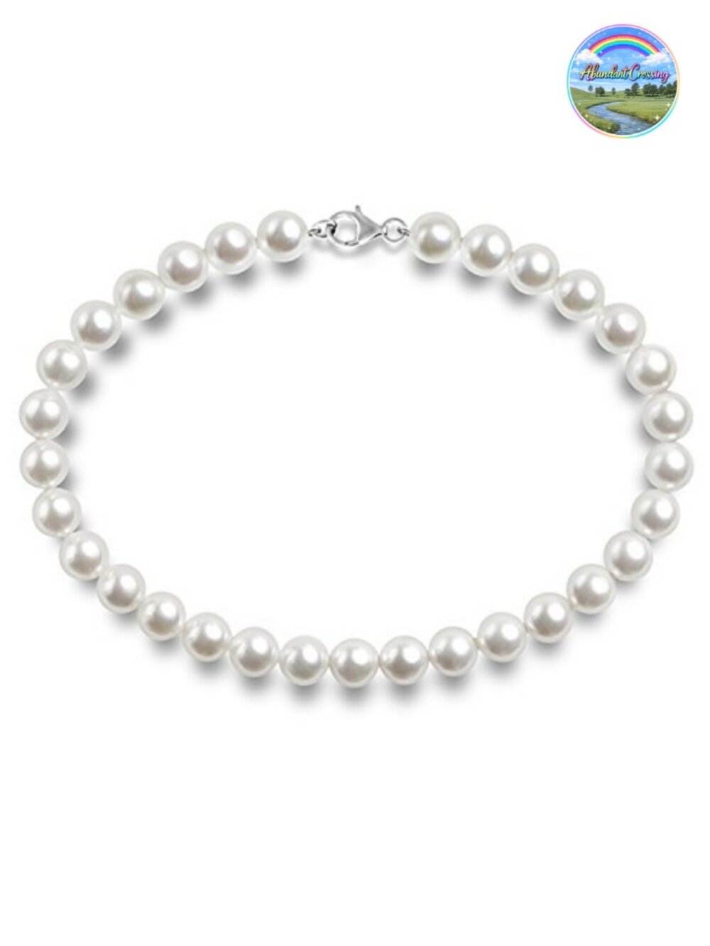 925 Sterling Silver Simulated Shell Pearl Necklace 16 Inch Choker